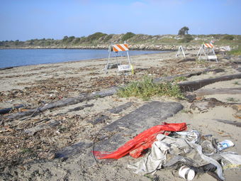 garbage piles up at beach